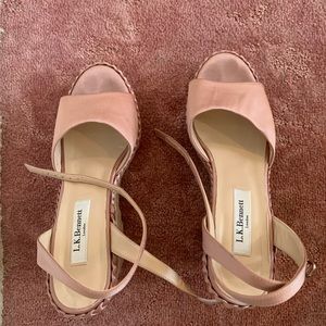 L.K. bennett light pink strappy wedges